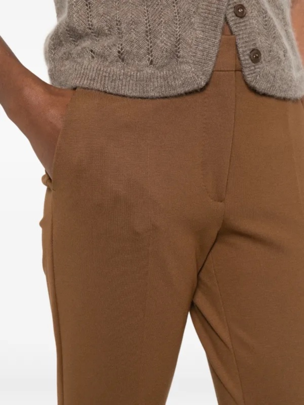 Max Mara Pegno Pocket Straight Leg Trousers Brown Size 6 - Picture 5 of 14